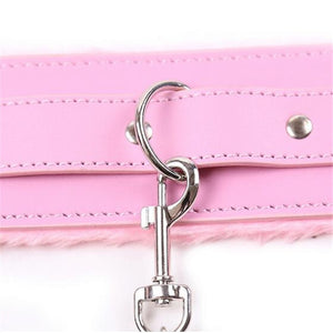 Adult Games Pink Leather Soft Fluff Neck Collar