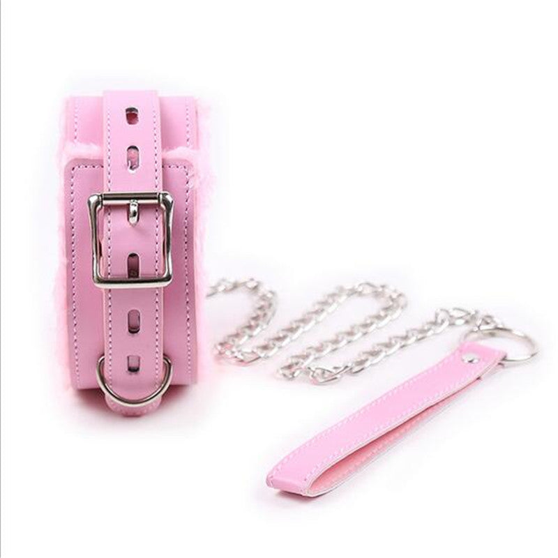Adult Games Pink Leather Soft Fluff Neck Collar