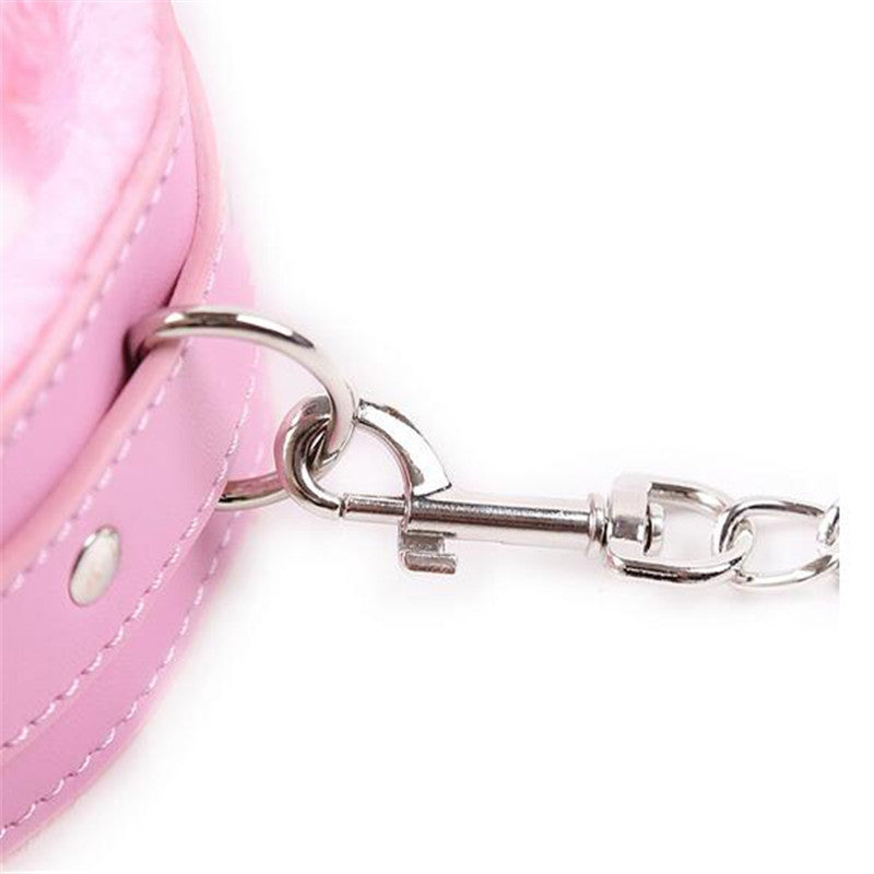 Adult Games Pink Leather Soft Fluff Neck Collar