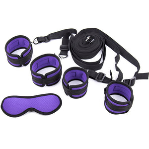 Purple Bed Restraints  Set Handcuffs