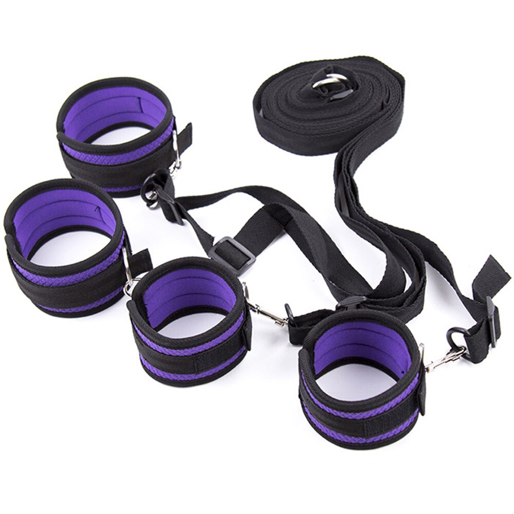 Purple Bed Restraints  Set Handcuffs