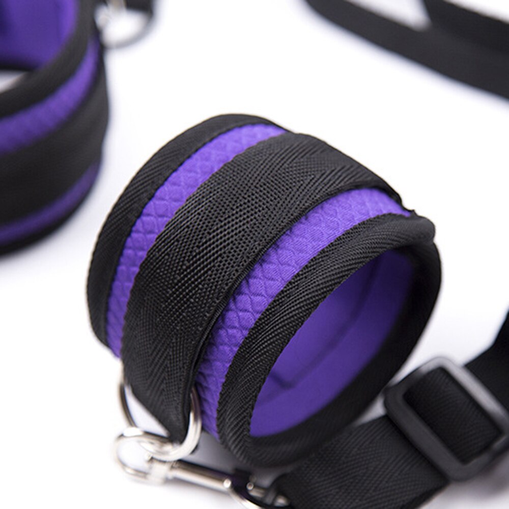 Purple Bed Restraints  Set Handcuffs
