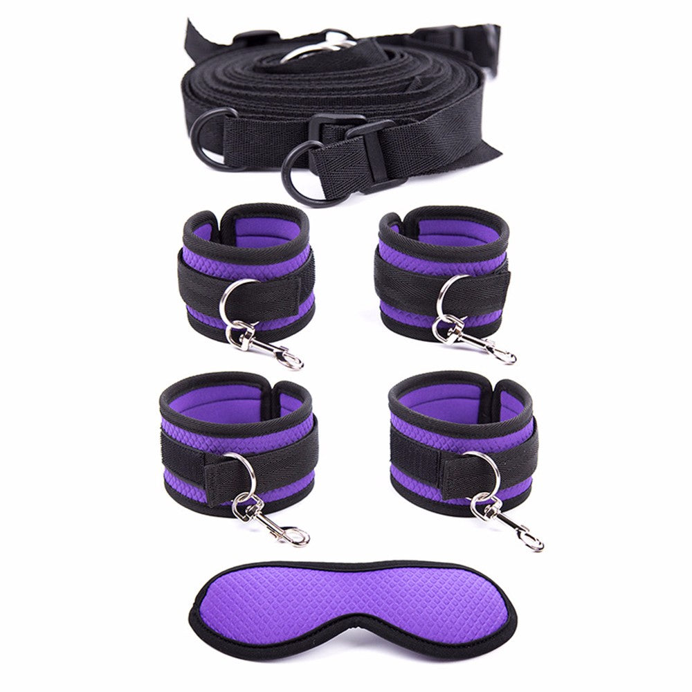 Purple Bed Restraints  Set Handcuffs