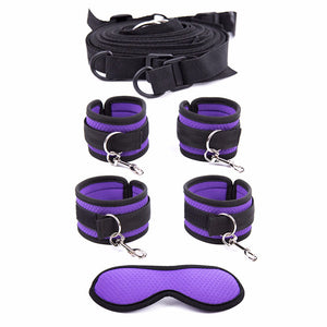 Purple Bed Restraints  Set Handcuffs