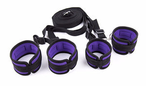 Purple Bed Restraints  Set Handcuffs