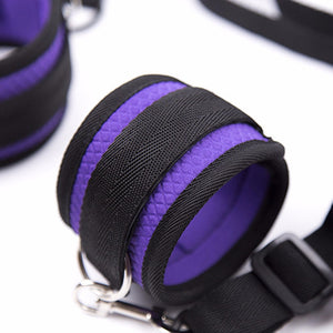 Purple Bed Restraints  Set Handcuffs