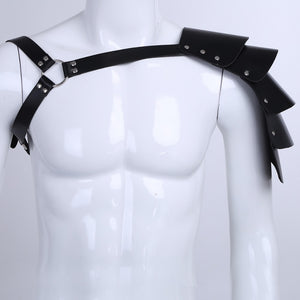 Men Punk Fashion Clubwear Faux Leather Armor Body