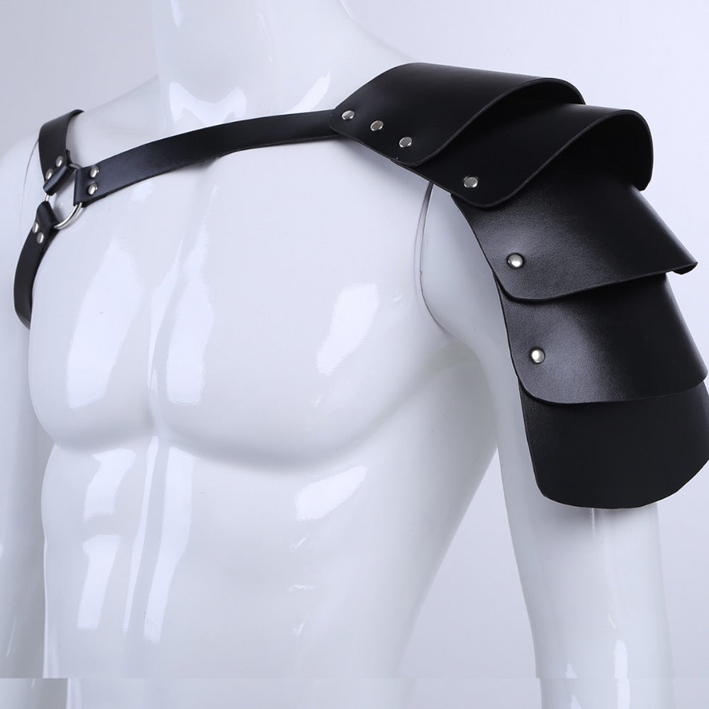 Men Punk Fashion Clubwear Faux Leather Armor Body