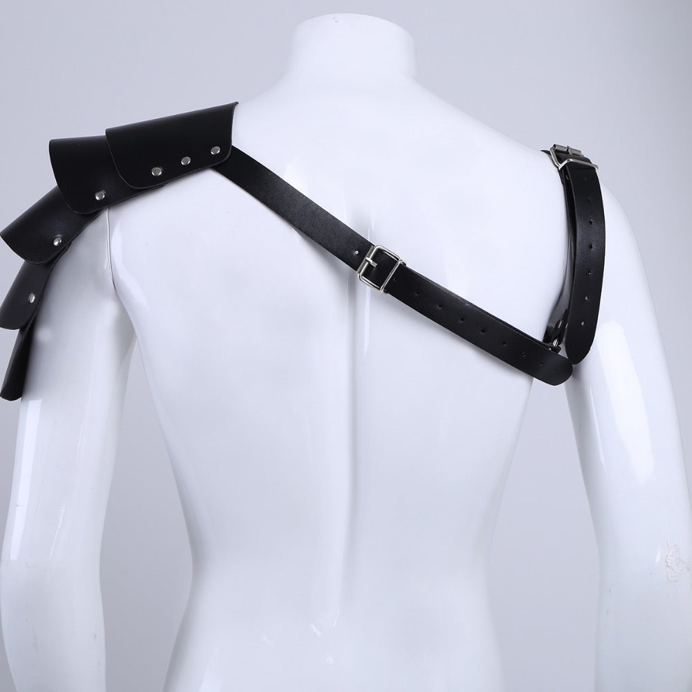 Men Punk Fashion Clubwear Faux Leather Armor Body