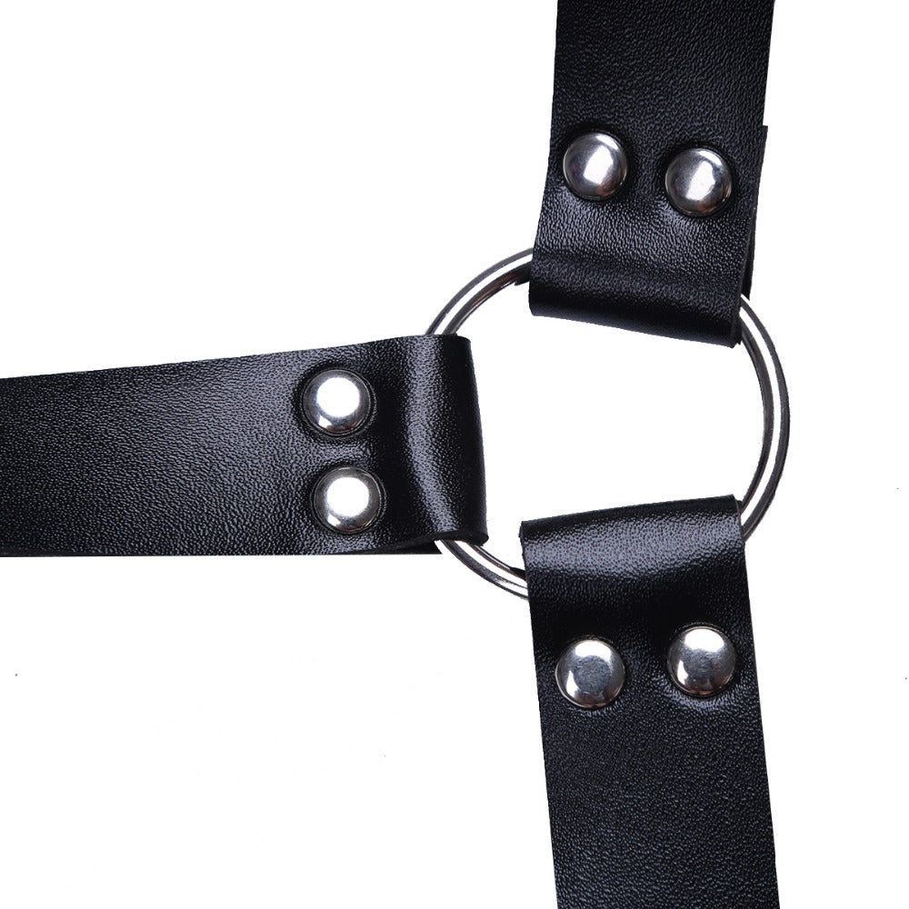 Men Punk Fashion Clubwear Faux Leather Armor Body