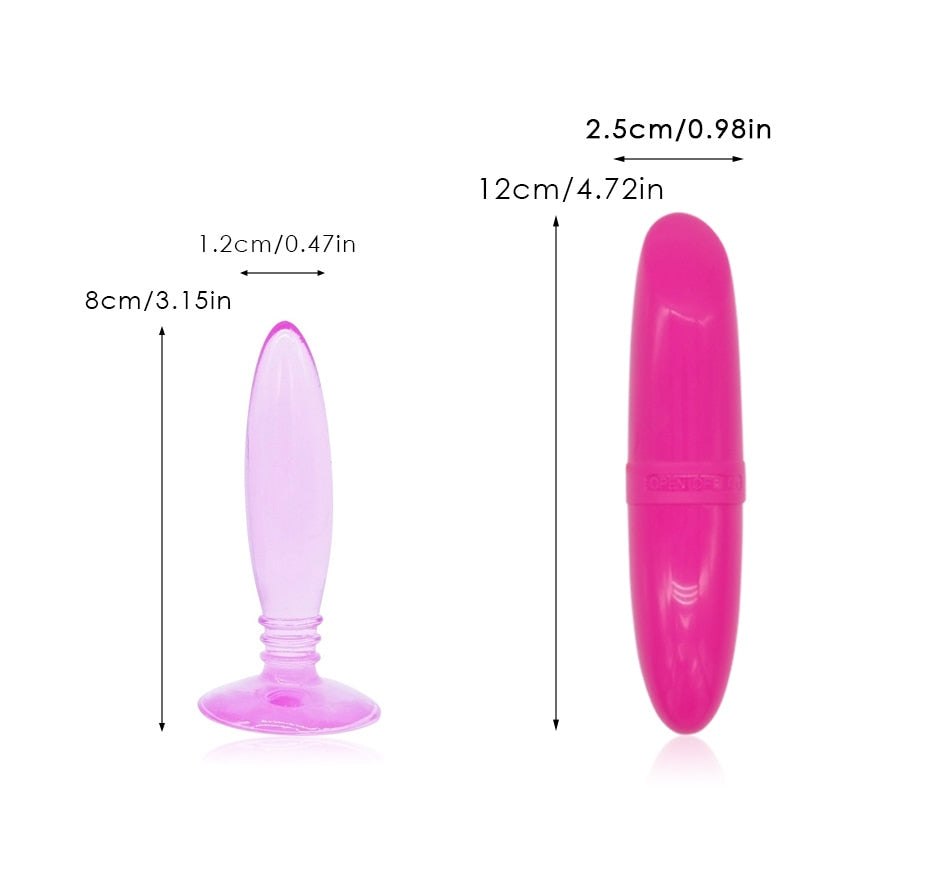 11pcs/Set Handcuffs, Footcuffs, Anal Plug, Vibrator Dildo