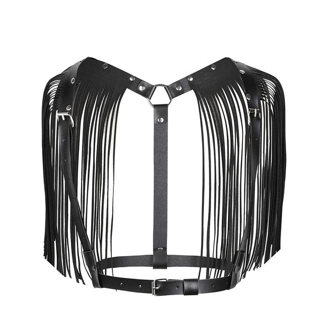 Women PU Leather Adjustable Body Chest Harness Costume