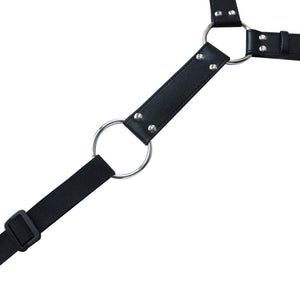 Adjustable Male Black Leather Y Body Costume
