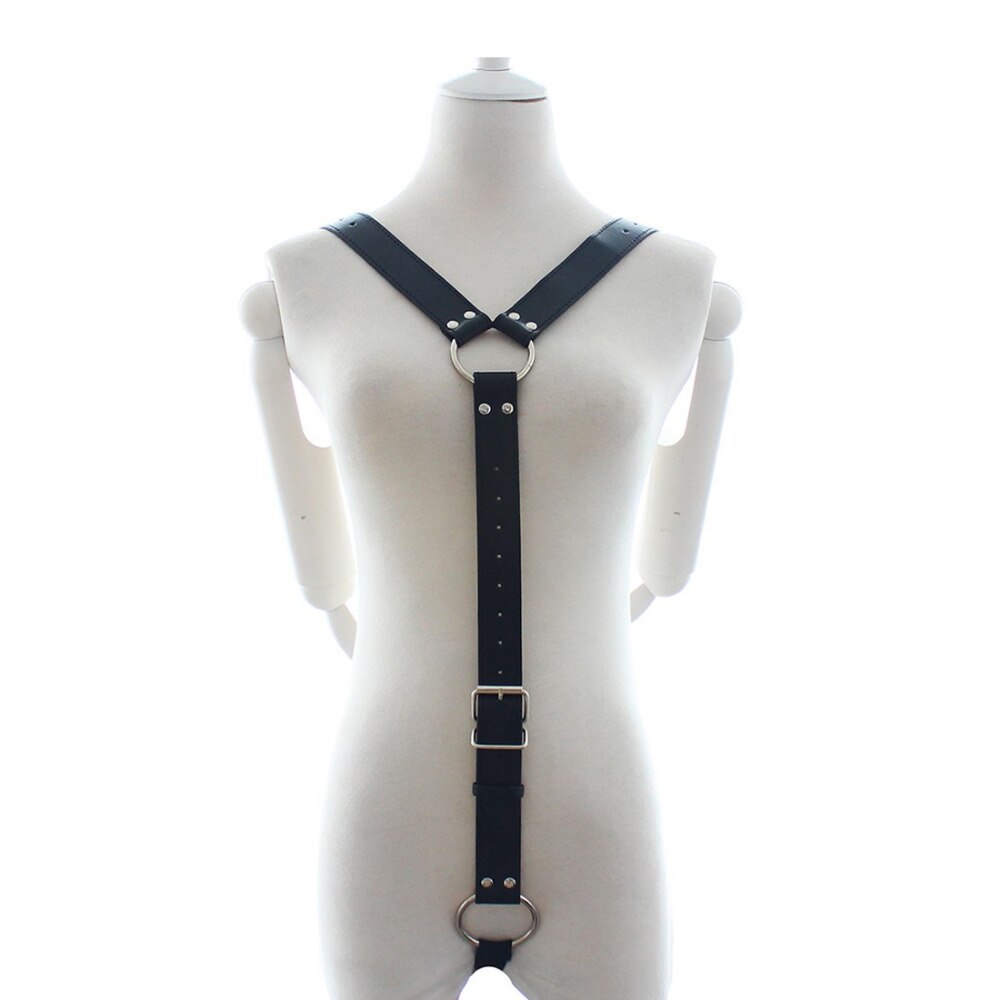Adjustable Male Black Leather Y Body Costume