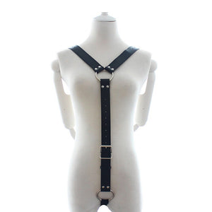 Adjustable Male Black Leather Y Body Costume