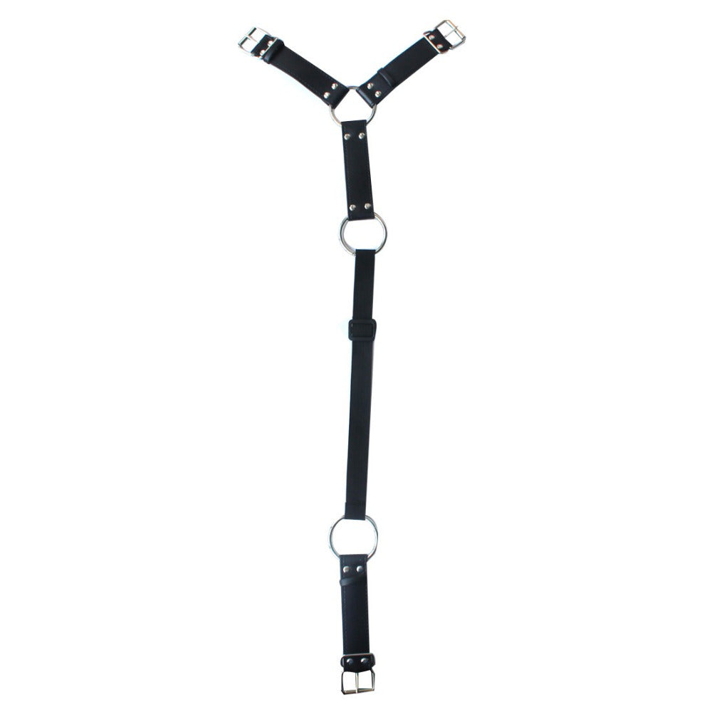 Adjustable Male Black Leather Y Body Costume