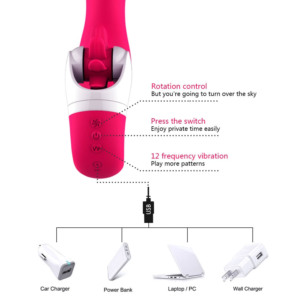 12 Speed Rotation Oral Sex Tongue Licking Toy