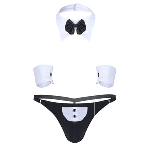 3Pcs Mens Butler Waiter Lingerie Suit Costumes