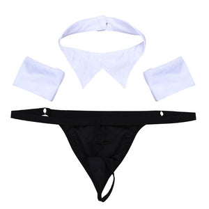 3Pcs Mens Butler Waiter Lingerie Suit Costumes