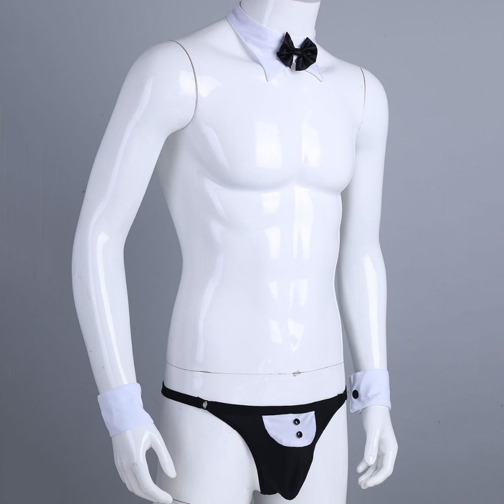 3Pcs Mens Butler Waiter Lingerie Suit Costumes