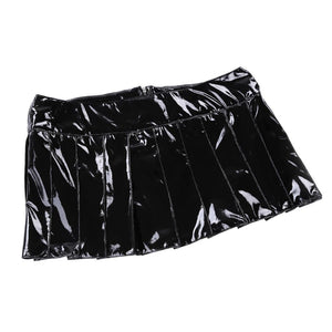 2Pcs Women Wetlook Patent Leather Lingerie Set for Costume