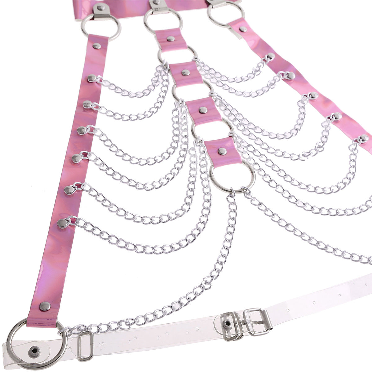 Belt Halter Neck Tank Tops Body Bust Harness Belt with O-Rings Chain Tassels