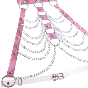Belt Halter Neck Tank Tops Body Bust Harness Belt with O-Rings Chain Tassels
