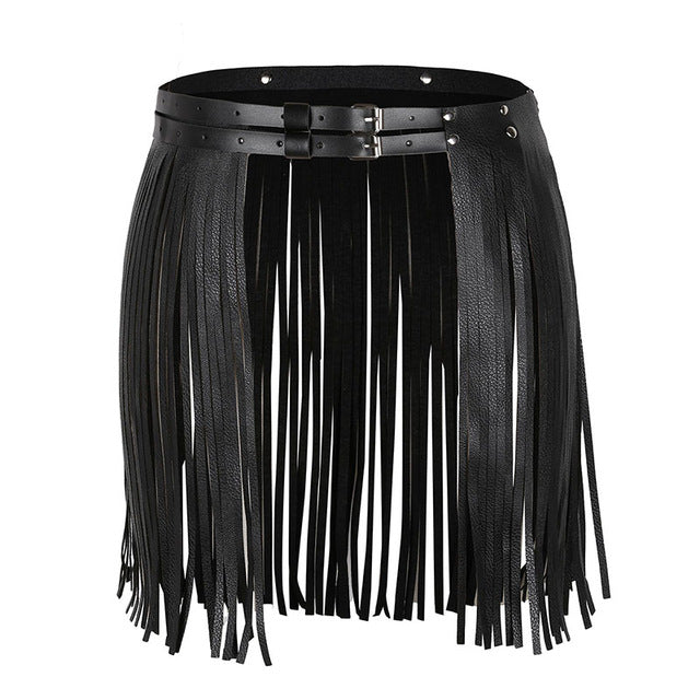 Womens Adult Adjustable Faux Leather Costume Skirts